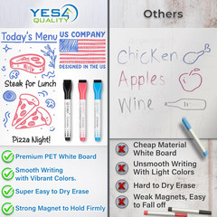 Magnetic Dry Erase White Board Sheet for Fridge 12X8 In, with Stain Resistant Te