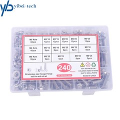 M5 M6 M8 Flanged Bolts and Nuts Kit 240 Pack 304 Stainless Metric Assortment