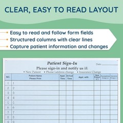 Blue Summit Supplies 125 Patient Sign in Sheets HIPAA