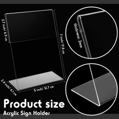 6 Pcs Vertical 5×7 In LShaped Clear Acrylic Desktop Table Sign Holders Box