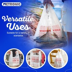 1000 Count Thank You Bags with Handles 12×6.5×21 Plastic Retail Supermarket