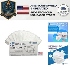 American Made Disposable Face Masks – 50 Count – Kids & Adults – Black & White