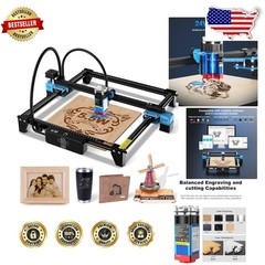 TTS Laser Engraver 5500mW Air Assist 300x300mm Wood Metal Acrylic Glass