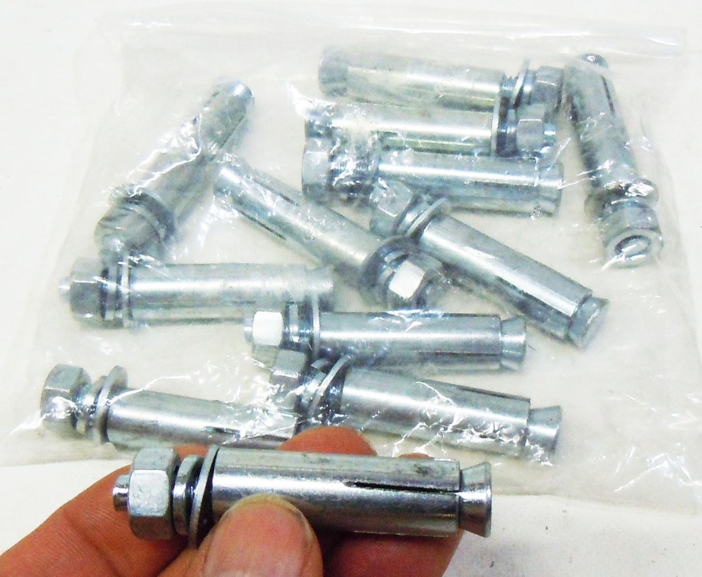 12pcs 1/2″ x 2-1/2″ Concrete Expansion Anchor(s) 1/2″ Hex Nut Zinc Plated Steel