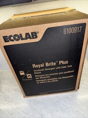 ECOLAB 6100917 Royal Brite Plus Enzymatic Detergent Color Safe Bleach 45lbs New