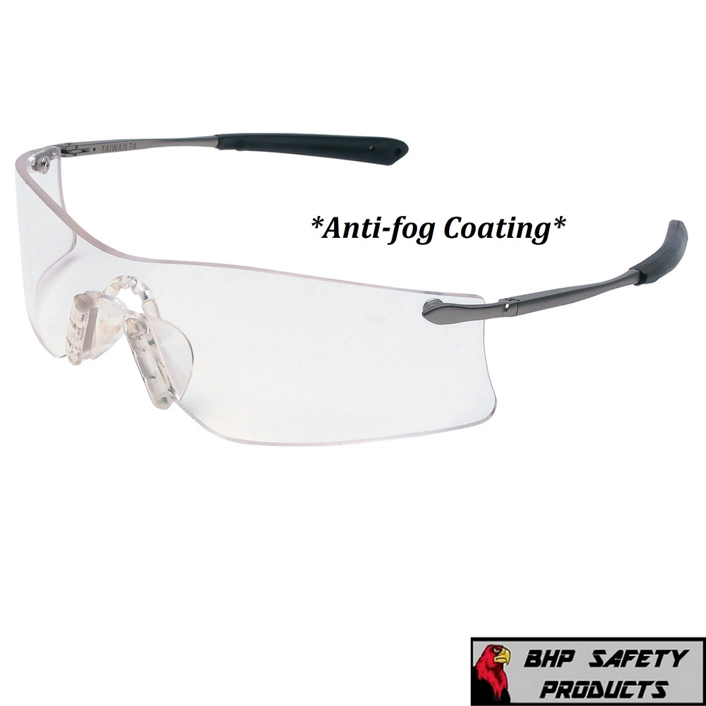 MCR CREWS RUBICON SAFETY GLASSES T4110AF CLEAR ANTI-FOG LENS METAL WORK EYEWEAR
