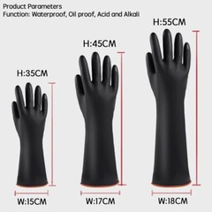 Black Rubber Acid Alkali Resistant Chemical Industry Labor Protective Glove