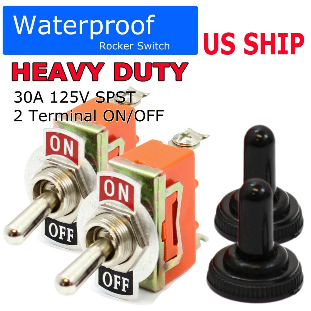 2PC 12V Heavy Duty Toggle Flick Switch On Off Car Boat SUV Dash Light Metal SPST