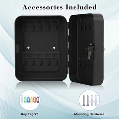 20 Key Storage Lock Box, Wall Mount Key Cabinet with Combination Lock, 7.87 X 6.