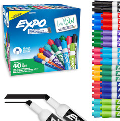 EXPO Dry Erase Markers, Low Odor Ink, Assorted Fashion Colors, Chisel Tip, 40…