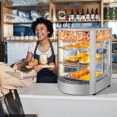 ROVSUN Commercial Food Warmer 3-Shelf Countertop Catering Pizza Display Case