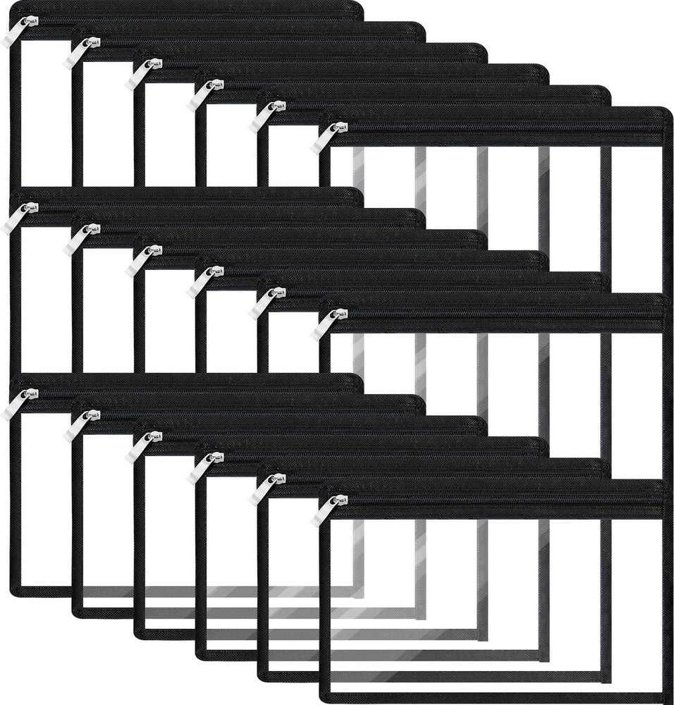 18 Pcs Clear Zipper Pouches, PVC Waterproof Cosmetic Organizer Bags, Document…