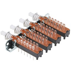 Interlock Push Button Switch Piano Type 4PDT 12 Pins 4 Row