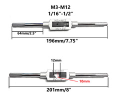 M3-M12 Adjustable Tap Wrench Handle 1/16″-1/2″ Tap Handle Reamer Wrench