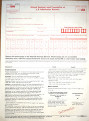 2022 IRS Tax Form 1096 Annual Summary and Transmittal ONLY (for 1099’s to IRS)