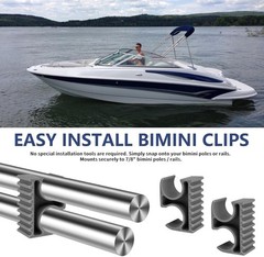 Bimini Top Pole Clips for 7/8-Inch Support Poles, 2 Pack (Grey)
