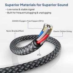 1/4 Inch TRS Instrument Cable 6.6ft 2-Pack,Straight 6.35mm Male Jack Stereo A…