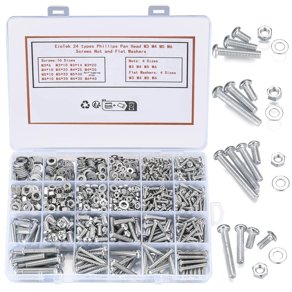 1080 Pcs Screws Bolts and Nuts Assortment Kit, Metric Machine Screws and Nuts…