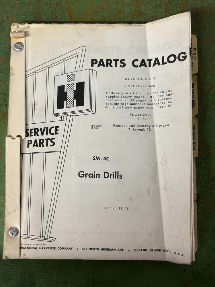 1978 International Harvester Parts Catalog – SM-4C Grain Drills