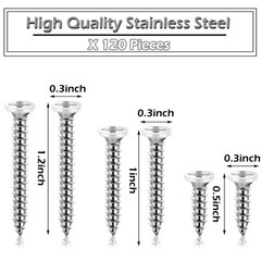 120 Pcs 8 White Screws Stainless Steel White Flat Head Screws For Wall Plates S