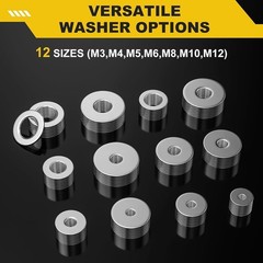 304 Stainless Steel Flat Washers,108Pcs Fender Washers Assortment Kit 12 Sizes