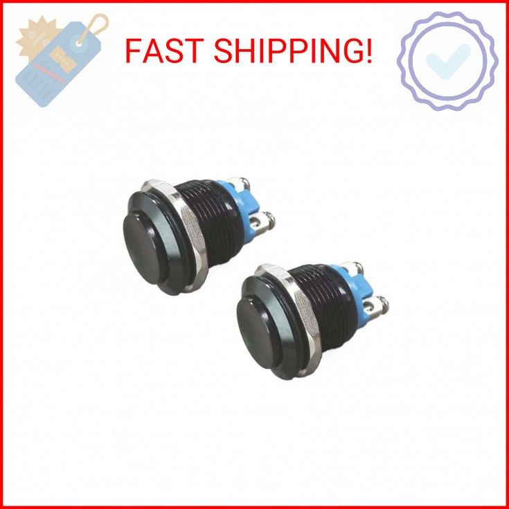 2PCS 19mm Momentary Horn Push Button Switch- 12V SPST 1NO Round Starter Power Sw