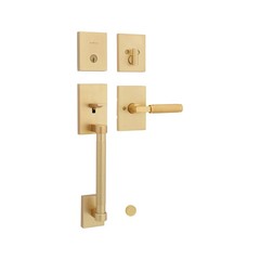 Kwikset Prava Front Door Lock Handleset Deadbolt Entry Lever Handle Satin Brass
