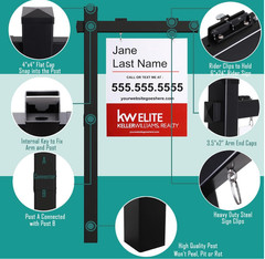 Black Real Estate Sign Post Vinyl PVC Flat Cap 6ft. (4″x 4″x 72″) Realtor Sign