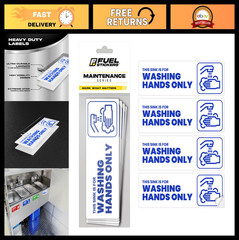 Hand Wash Only Sign – Peel & Stick Label for Commercial Kitchen, Restaurant Use,