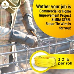 Rebar tie wire 16GA PVC yellow coated 10 rolls 3lb construction SIMBASTEEL
