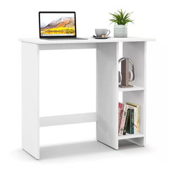 31.5 In. Rectangular White Wood Desk with Adjustable Shelf