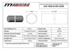 Induction Hardened Chrome Plated Steel Rod – 1 1/2″ Dia x 48″ length, 1045 steel