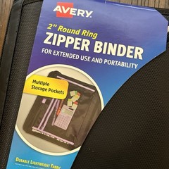 Avery Powercase Black Leatherette Zippered 3-Ring Binder Fabric Organizer NEW