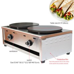 2000PA Natural Gas Commercial Crepe Maker 15.7in Nonstick Double Pancake Machine