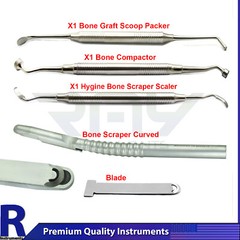 Dental Implant Serrated Bone Grafting Compactor Set Graft Scoop Packer & Scraper