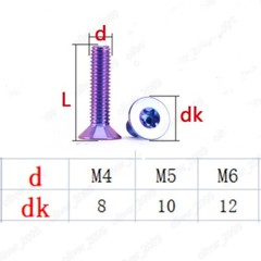 Titanium Torx Socket Countersunk Head Screws M4 M5 M6