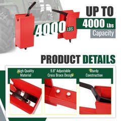 4000lb Skid Steer Quick Tach Conversion Adapter Attach w/ Adjustable Cross Brace