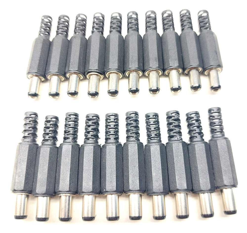 Lot of 20 – DC Male Barrel Power Plug 2.5mm x 5.5mm x 9.5mm