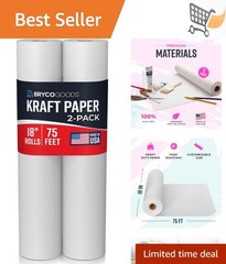 Kraft Paper Roll White 18×75 ft 2 Pack Art Craft Drawing Painting Bulletin