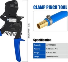 EFIELD Pex Ratchet Cinch Clamp Crimp Tool 3/8″-1″for Stainless Steel Rings+Pouch