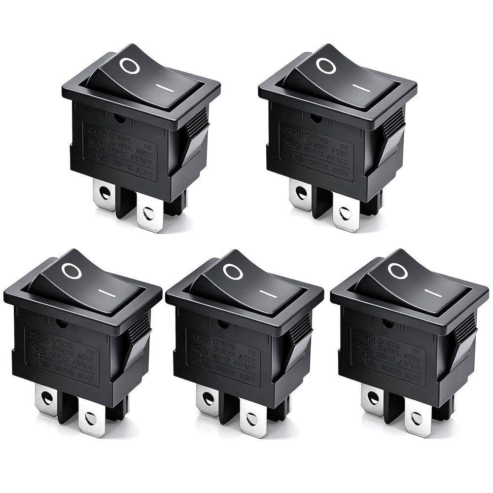 5Pcs Snap-In DPST Rocker Switch Toggle Power On-Off Switch 4 Pin AC 250V 6A 125V