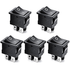 5Pcs Snap-In DPST Rocker Switch Toggle Power On-Off Switch 4 Pin AC 250V 6A 125V