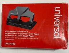 Universal 74325 3-Hole Punch, 30 Sheet Capacity, Power Assist, Black