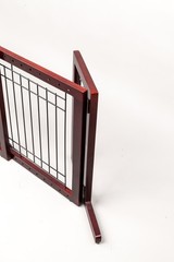 LEADZM 4 Panels Adjustable Pine Pet Gate Coffee
