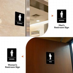 2 PCS Men and Women Restroom Signs for Home and Business, Self-adhesive Water…