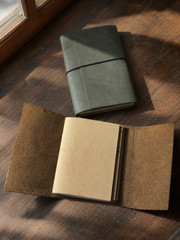 Handmade Leather Journal with 3 Notebook, Refillable A6 Full Grain Leather