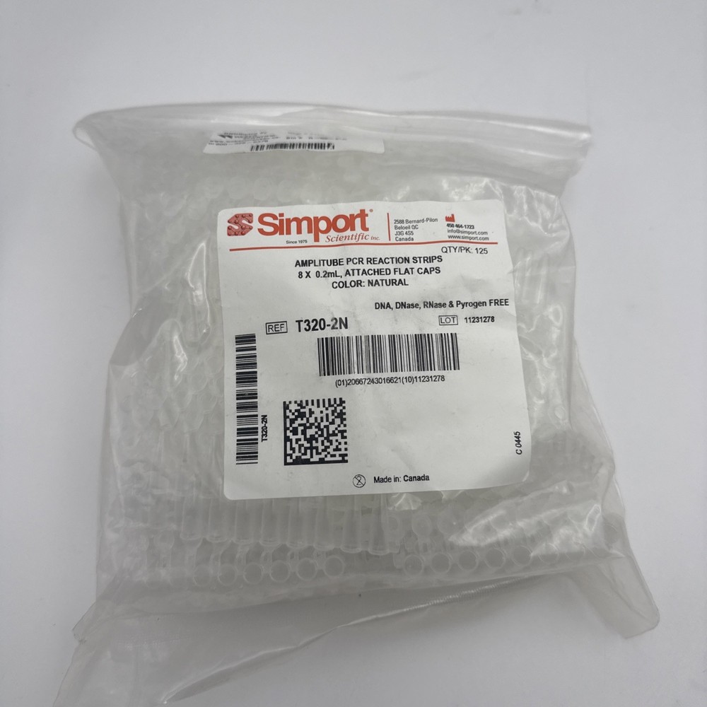Simport Amplitube T320-2N Polypropylene PCR Reaction Tube Strip with Attached…