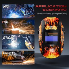 VILSIN True Color Auto Darkening Welding Helmet with Flames Flame