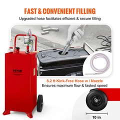 30 Gallon Gas Fuel Diesel Caddy Transfer Tank Container w/ Rotary Pump 10ft Hose