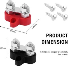 2PCS M8 Dual Studs 80A Power Distribution Block for 12V Automotive & Marine Use